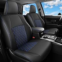 Seat Covers for Toyota 4Runner, 3-Row Leather Seat Protector Fullset, Waterproof Seat Cushion Custom Fit for 2011-2023 Toyota 4Runner(3-Row,7 Seats Model ONLY, Full Set/Black&Blue)