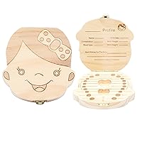 Wooden Baby Tooth Keepsake Box Customize Personalized Baby Teeth Storage Organizer First Lost Milk Teeth Deciduous Souvenir Case (Girl)