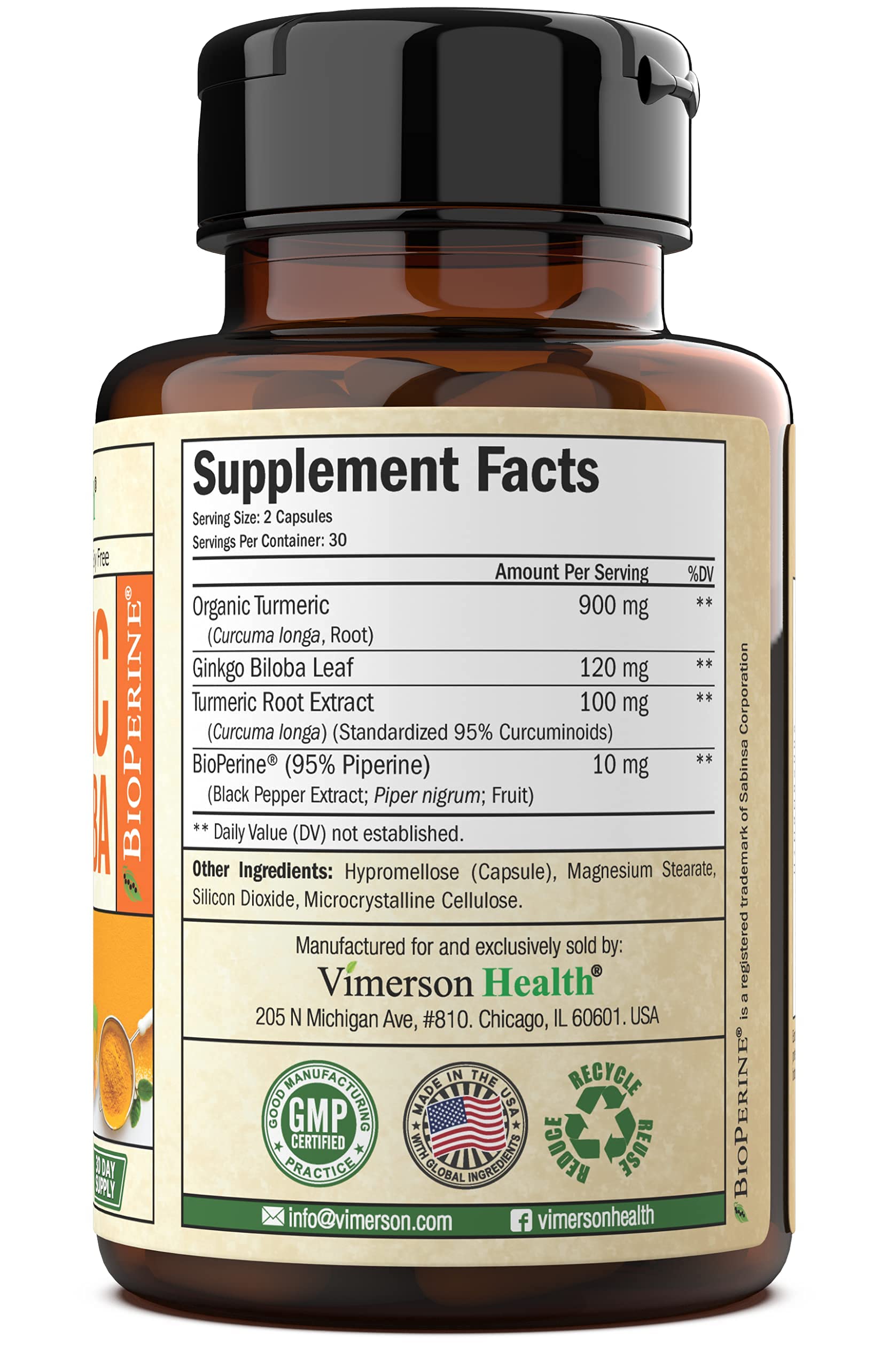 Vimerson Health Liver Health + Turmeric Ginkgo Biloba Bundle. Liver Cleanse & Detox - Artichoke, Milk Thistle. Joint Support & Mobility, Promotes Clarity, Focus & Concentration, Mood & Memory Aid