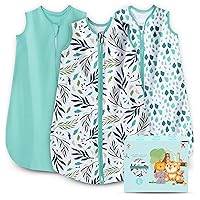 Cute Castle Baby Sleep Sack 12-18 Months - Lightweight 100% Cotton 2-Way Zipper TOG 0.5 Infant Wearable Blanket, Newborn Essentials Toddler Sleep Clothes (3 Pack Green)