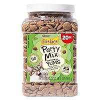 Purina Friskies Made in USA Facilities, Natural Cat Treats, Party Mix Natural Yums Catnip Flavor - 20 oz. Canister