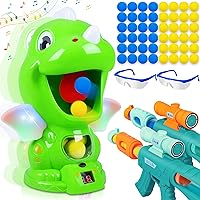 Movable Dinosaur Shooting Toy Guns for Kids with 2 Air Pump Guns Target Shooting Games and 46 Foam Balls,Party Toys with Score Record,Sound and LED,Gifts for Boys & Girls Toy Ages 4 5 6 7 8 Years Old