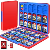 Switch Game Case for Nintendo Switch/OLED/Lite, Switch Game Holder with 36 Games Storage and 72 Memory Cartridge Slots, Portable Switch Game Card Case with Magnetic Closure, Red Blue