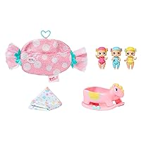 Baby Born Surprise Mini Babies Series 5 2.25'' - Unwrap Surprise Twins or Triplets Collectible Baby Dolls with Soft Swaddle, Blanket, Rocking Horse, Age 3+ (918803)