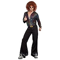 Dreamgirl Mens 70s Disco Shirt Costume, Adult Fashion Disco Dude Halloween Costume
