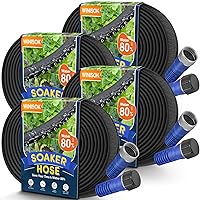 200FT Thickened Flat Garden Soaker Hose - Heavy Duty Double Layer Drip Hose - Save 80% Water, Flexible Leakproof, Drip Watering Hose for Garden Beds and Lawns (50 FT x 4Pack)