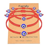UNGENT THEM Lucky Gifts for Mommy and Me Evil Eye Red String Protection Adjustable Bracelets Set for Women Men Family