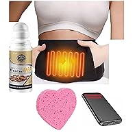 Castor Oil Pack Compress Heating Pad Infrared Electric Heating Waist Belt Waterproof, Hand Washable, Temperature Adjustment, Cold Pressed, Hexane Free, Castor Oil Roll On Included