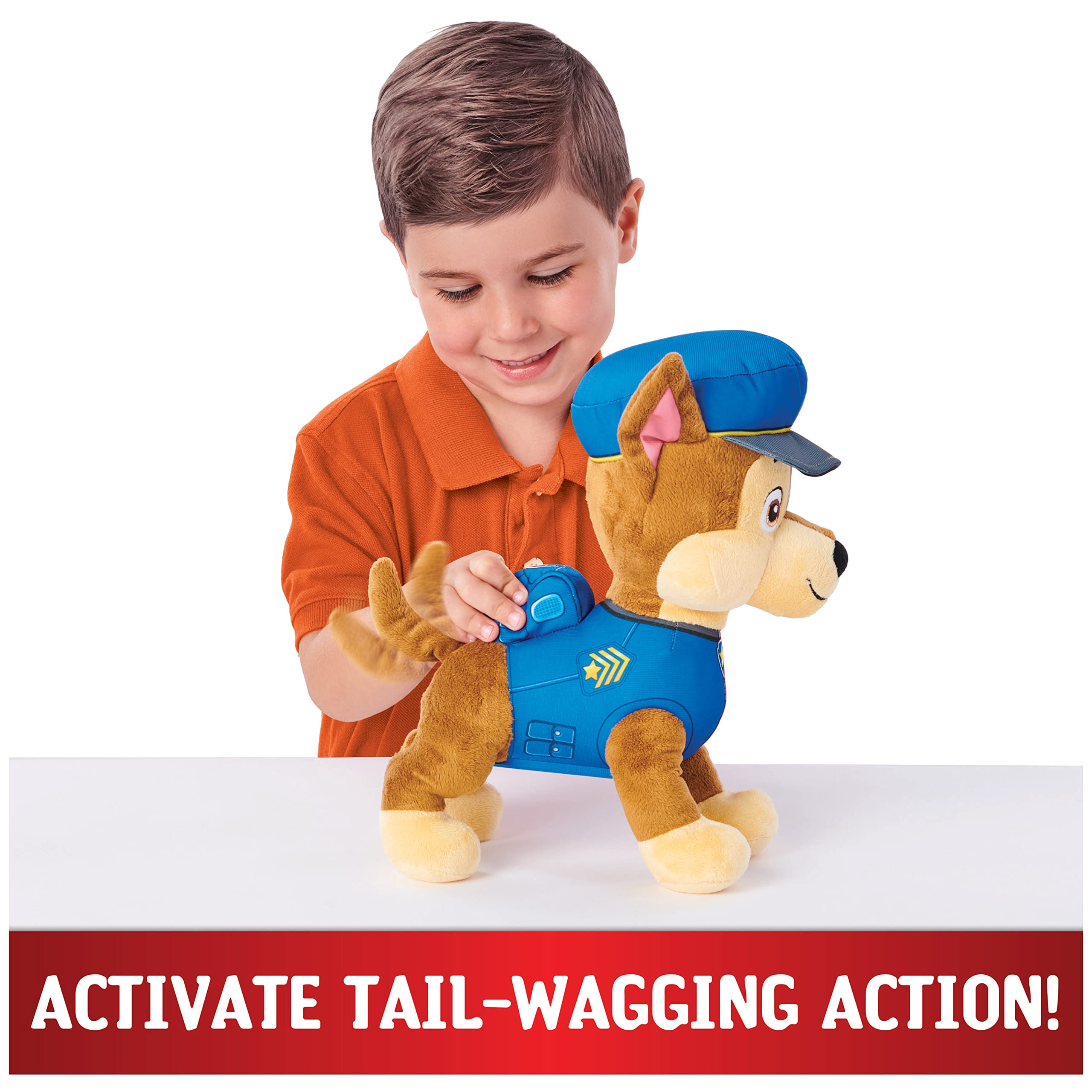 Paw Patrol, Talking Chase 12-Inch-Tall Interactive Plush Toys with Sounds, Phrases and Wagging Tail, Stuffed Animals, Kids Toys for Ages 3 and up