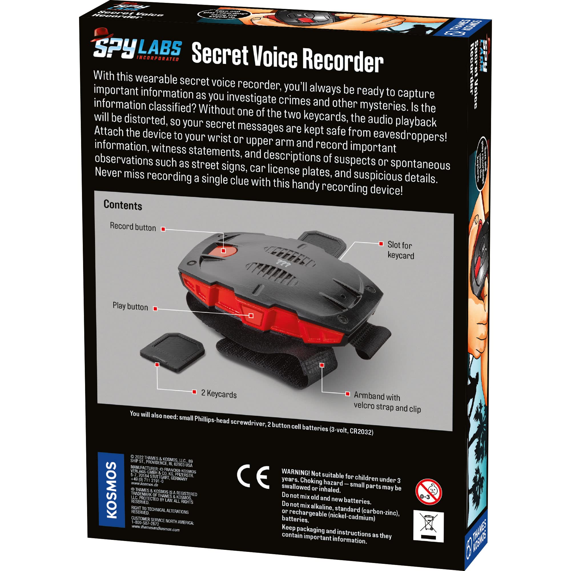 Spy Labs Inc: Digital Voice Recorder Toy by Thames & Kosmos | Wearable Audio Recorder | Essential Gadget from The Detective Gear Experts for Kid Investigators