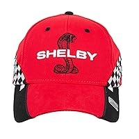 Shelby Snake Red Checkered Race Cap Hat | Officially Licensed Product | Adjustable, One Size, red