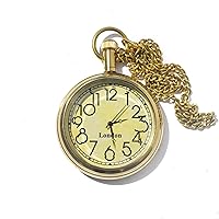 Vintage Classic Pocket Watch with Chain and Wooden Box - Timeless Elegance for Men and Women, Gift 46mm