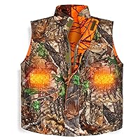GUGULUZA Hunting Heated Vest, Camo and Orange Reversible Vest, Game Vest Jacket for Lightweight Heating Vest