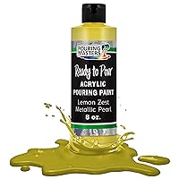 Pouring Masters Lemon Zest Metallic Pearl Acrylic Ready to Pour Pouring Paint – Premium 8-Ounce Pre-Mixed Water-Based - for Canvas, Wood, Paper, Crafts, Tile, Rocks and More