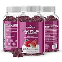 Resveratrol Gummies - Sugar Free Natural Raspberry Watermelon Flavor, 1500mg Resveratrol Supplement for Heart, Brain, Immune Support & Wellness, Powerful Antioxidant with Anti-Aging Benefits