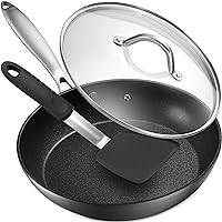 Belwares Nonstick Frying Pan with Spatula & Lid - 10 Inch Non Stick Skillet Egg Frying Pan - Lightweight Aluminum Hard-Anodized Fry Pan for Kitchen Cooking with Gas, Electric, Oven or Induction