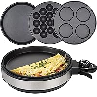 Multi Baker Deluxe- Baking Made Easy- Electric Appliance with Temp Control, 3 Interchangeable Skillets for Grilling Baking or Dessert Making- Grilled Cheese Omelets Pizza, Sandwiches, Cake Pops, Gift