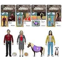Super7 Parks and Recreation Bundle - 3.75 in Ron Swanson, Leslie Knope, Li'l Sebastian, and April Ludgate Action Figures with Accessories Classic TV Show Collectibles and Pop Culture Toys