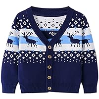 Happy Cherry Unisex Kids Christmas Sweater Snowflake Reindeer Knitted Sweater Long Sleeve Crew Neck Xmas Pullover Knitwear