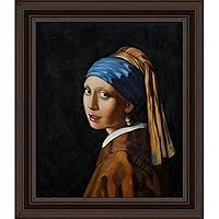 overstockArt Ve2140-Fr-M7997820X24 Vermeer Girl with Pearl Earring with Chesterfield Deep Black Finish with Oxblood Accent