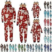 Matching Family Pajamas Christmas Family Matching Hooded Long Sleeved Zippered Jumpsuit Set