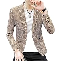 Men's Casual Notch Lapel Houndstooth Slim Fit Blazer Jacket Sport Coat