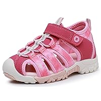 Apakowa Kids Boys Girls Sandals Hook and Loop Lightweight Closed-Toe Sandals Outdoor (Toddler/Little Kid)