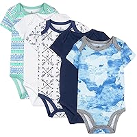 HonestBaby Short Sleeve Bodysuits Multipack Organic Cotton for Infant Baby Boys