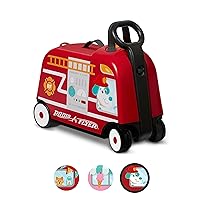 Radio Flyer 3-in-1 Happy Trav'ler Fire Truck with Lights & Sounds Ride on Toy, Toddler Carry-On Storage, Ages 2-5 Years