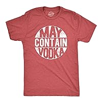 Mens May Contain Vodka Tshirt Funny Liquor Drinking Party Graphic Tee