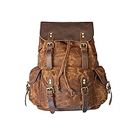Canvas and leather backpack (Brown)