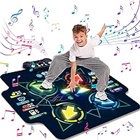 JOLLY FUN Kid Dance Mat - Lights Up Dance Mats with Bluetooth for 4-8 Year Old Kids, Electronic Dance Pad with Built-in Music 5 Levels 4 Mode, Gifts for Children