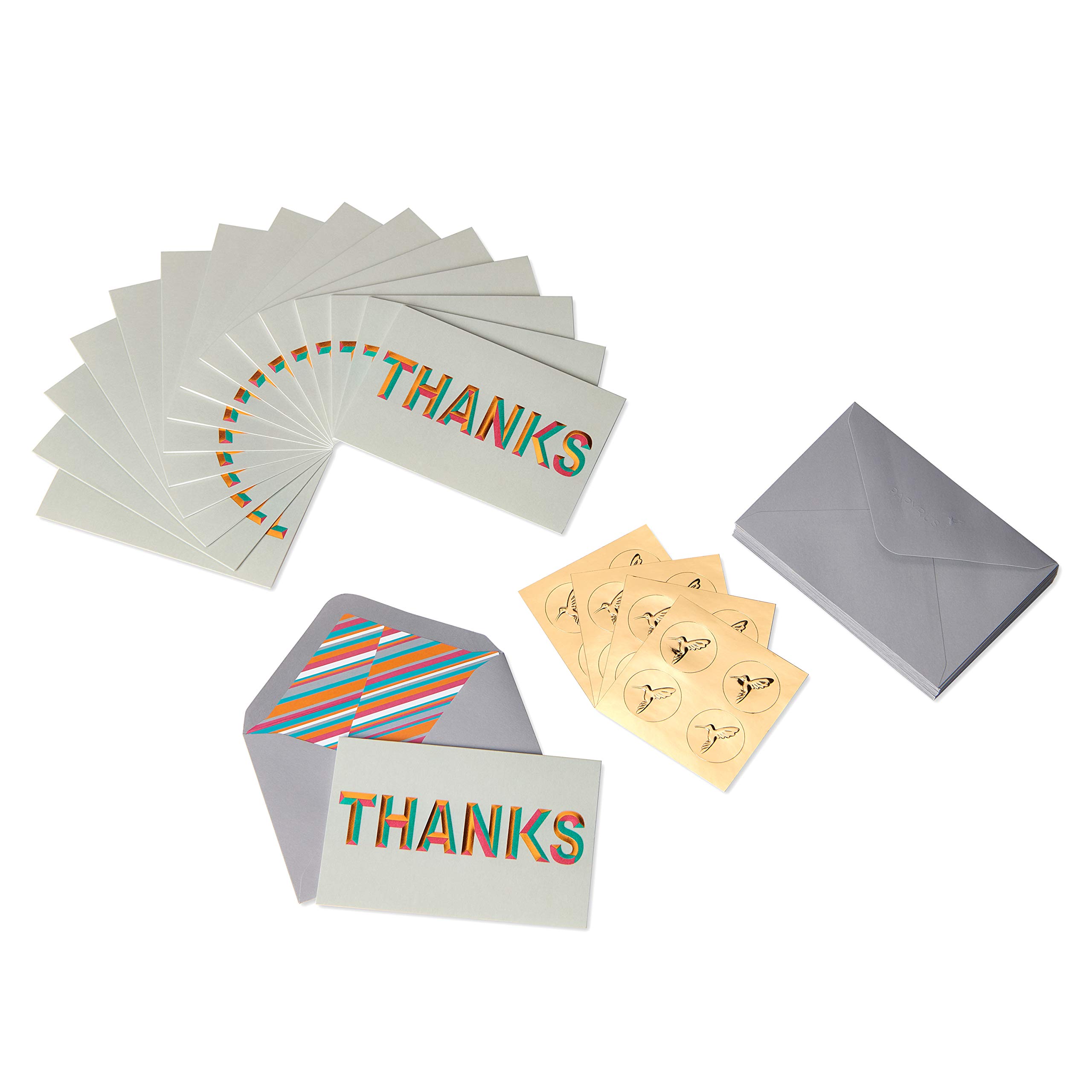 Papyrus Thank You Cards with Envelopes for Weddings, Bridal Showers, Baby Showers and All Occasions, Beveled Thanks (16-Count)