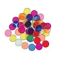 LEARNING ADVANTAGE-7253 Transparent Plastic Counters - Steel-Ringed - Set of 50 - Assorted Colors - Great for Kindergarten, Sensory Play and Light Panels