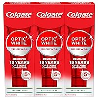 Optic White Renewal Teeth Whitening Toothpaste, Whitening Fluoride Toothpaste, Effectively Removes Tea, Coffee, and Wine Stains, Made with Hydrogen Peroxide, Brilliant Shine, 3 Pack, 3.0 oz