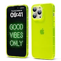 Flourescent Yellow Case for iPhone 15 Pro w/Bumper Edge/Slim & Soft Transparent Phone Case Designed for iPhone 15 Pro 6.1 Inch/Flexible & Stylish Protective Cover (Neon Green)