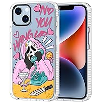 Compatible with iPhone 14 Case Cute Aesthetic Clear TPU Bumper Protective Phone Case Girly Scream Skeleton Skull Pattern Print Cover Designed for iPhone 14