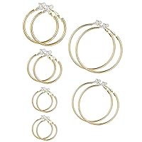 6 Pairs Clip on Hoop Earrings Non Piercing Earrings Set for Women and Girls, 6 Sizes