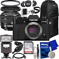 FUJIFILM X-T30 II Mirrorless Camera with XC 15-45mm OIS PZ Lens (Black) + SanDisk 64GB Ultra SDXC Memory Card, Sling Backpack, Variable Neutral Density Filter (ND2-ND400) & More (24pc Bundle)