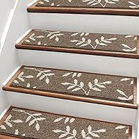 Stair Treads Non-Slip Carpet Stair Runners for Wooden Steps Indoor, 30”x8” Stair Rugs Mats for Pets Non Skid Wood Staircase Step Treads Reusable, Set of 15, Brown