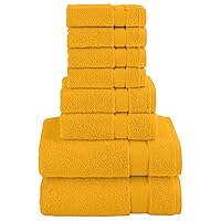 Elegant Comfort Premium Cotton 8-Piece Towel Set, Includes 4 Washcloths, 2 Hand Towels and 2 Bath Towels, 100% Turkish Cotton - Highly Absorbent and Super Soft Towels for Bathroom, Squash