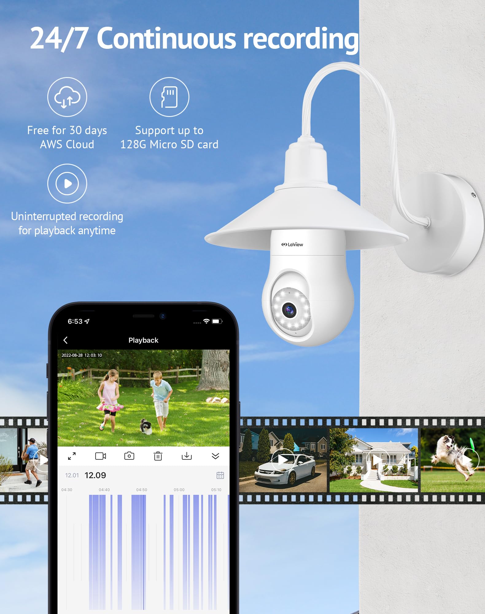 Laview 4MP Bulb Security Camera 5G& 2.4ghz Wifi, 360°2K Security Cameras Wireless Outdoor Indoor Full Color Day and Night, Motion Detection, Audible