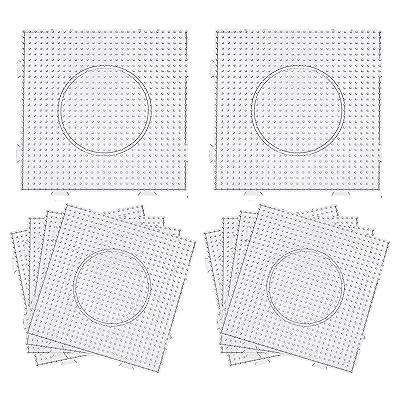 BANCHELLE BANcHELLE Fuse Beads Boards 5mm PegBoards Plastic Kits Large  Square clear, 4 Pieces