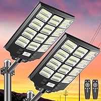 2 Pack Solar Lights Outdoor Waterproof 3600W 300000 Lumens Dusk to Dawn LED Solar Flood Light Motion Sensor, Street Lights Solar Powered with Remote Control for Outside, Parking Lot, Backyard