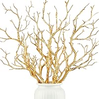 Plastic Manzanita Branches Artificial Fake Antler Shaped Tree Branch Small Decorative Plant Twigs Branch for Wedding Table Decor Baby Shower Party Supplies (Gold, 10 Pieces)