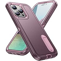 Case Built-in Stand for iPhone 14/13,Heavy Duty Drop Protection Full Body Rugged Shockproof Protective Tough Durable (Purple/Pink)