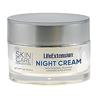 Life Extension Skin Care Collection Night Cream Enhanced Hydration with Melatonin, Rice Bran Ceramides, Retinyl - Deeply Moisturizing Rejuvenation - Paraben-Free, Cruelty-Free - 1.65 oz
