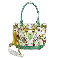 Tote Purse Handpainted Fairies Leather Boxy Bag Italian Designer Handbag