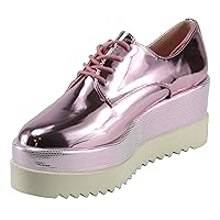 Women's Medal-2 Lace-up Two-Tone Platform Oxfords (9, Pink)