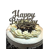 HAPPY BIRTHDAY Wood Cake Topper - Celebration Party Decorating Pick Supplies - Unisex Brown Wooden Cake Toppers Decor Decorations by Jolly Jon